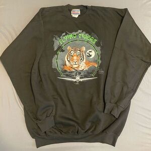 Vintage Flying Tigers Crewneck Sweatshirt Black Size Large